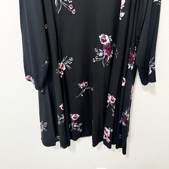 [Torrid] Black Floral Print Challis Trapeze Mini Dress V-Neck A-Line Size 4X - Picture 6 of 10